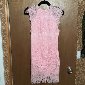 Pink lace mini dress